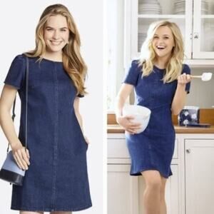 Draper James | NEW Denim Short Shift Dress Dark Wash Size 2